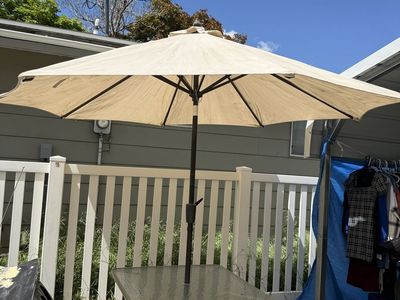 Patio table and umbrella