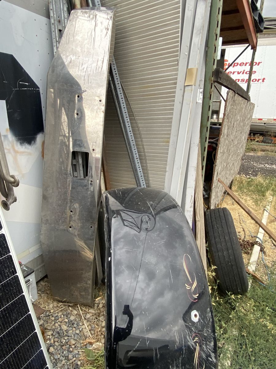 Semi Truck Parts Chrome Bumper and Custom Painted Black Fender