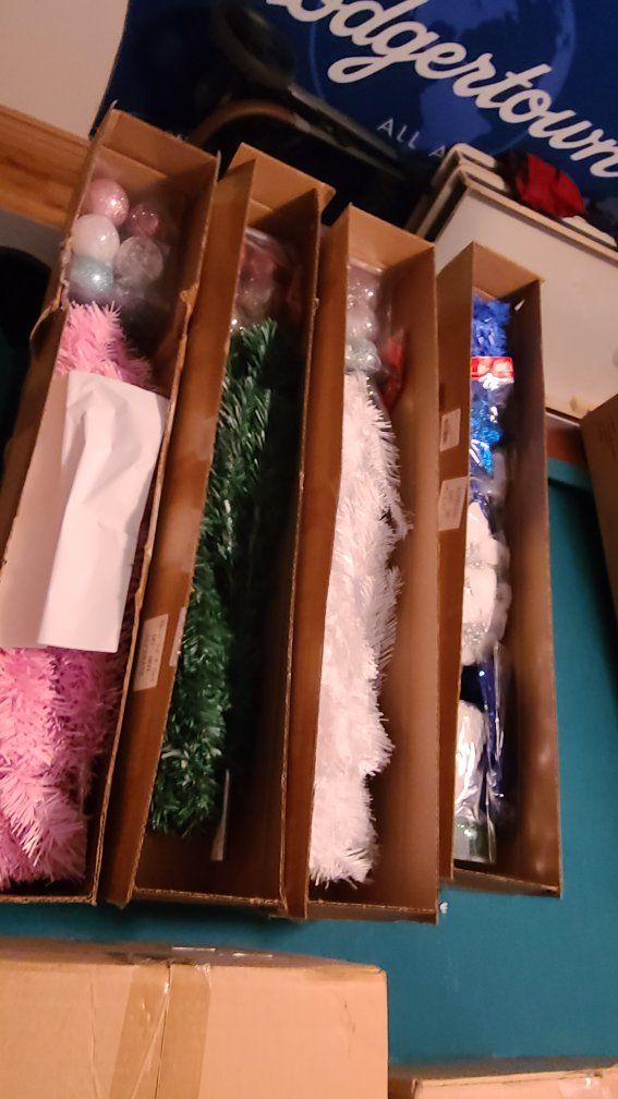 4ft Half Christmas Tree for Wall Corner. Blue, Pink, White or Green available