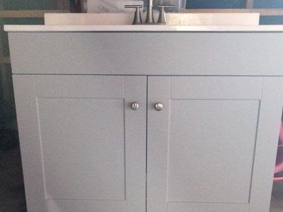 Light Gray Bathroom Vanity with Sink & Faucet -