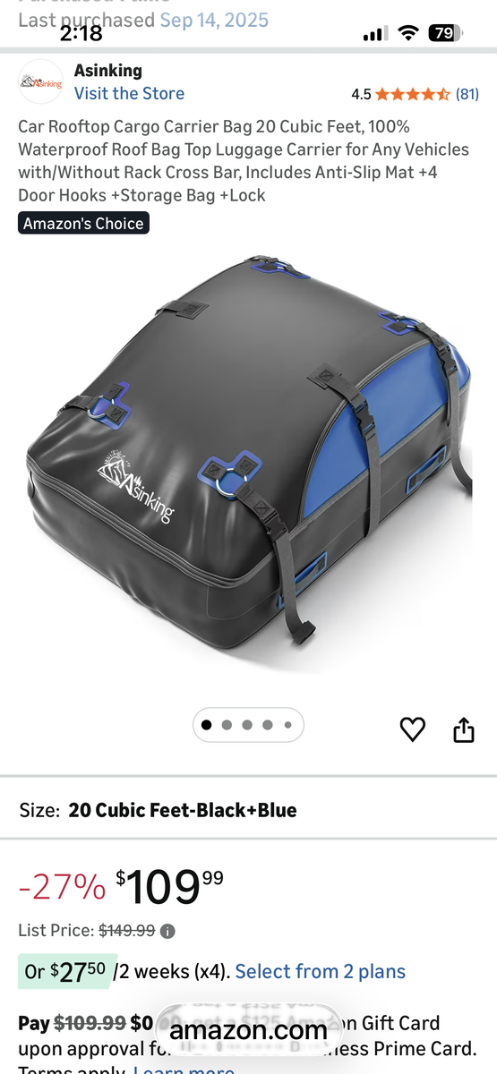 Soft-sided car top carrier- just like this