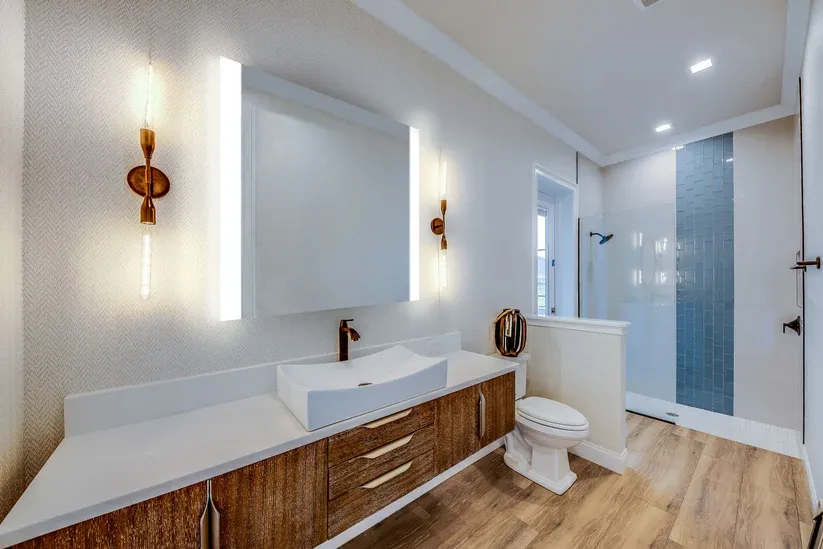 NEW- LED Lighted Bathroom Mirror (width= 42" / height= 36" / depth= 2")