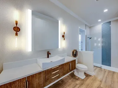 NEW- LED Lighted Bathroom Mirror (width= 42" / height= 36" / depth= 2")