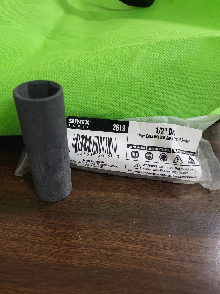 Sunex Tools 2619 19mm Extra Thin Wall Deep Impact Socket 1/2" Drive CR-MO
