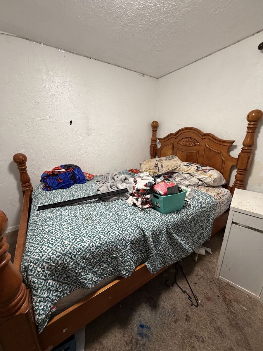 Bed frame and makeup table free black dresser
