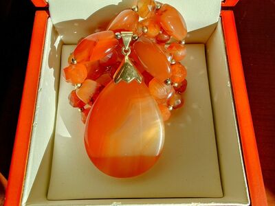 Vintage Carnelian Agate Stone Necklace