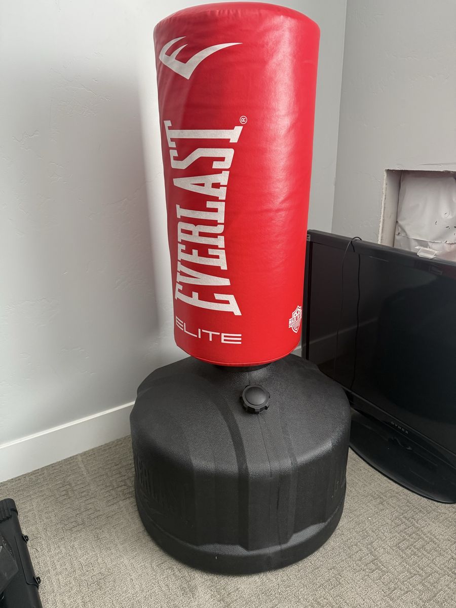 Everlast Elite Freestanding Punching Bag - Red/Black, Adjustable Height