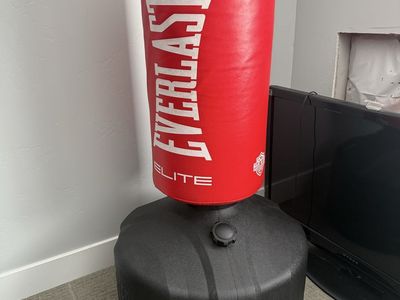 Everlast Elite Freestanding Punching Bag - Red/Black, Adjustable Height