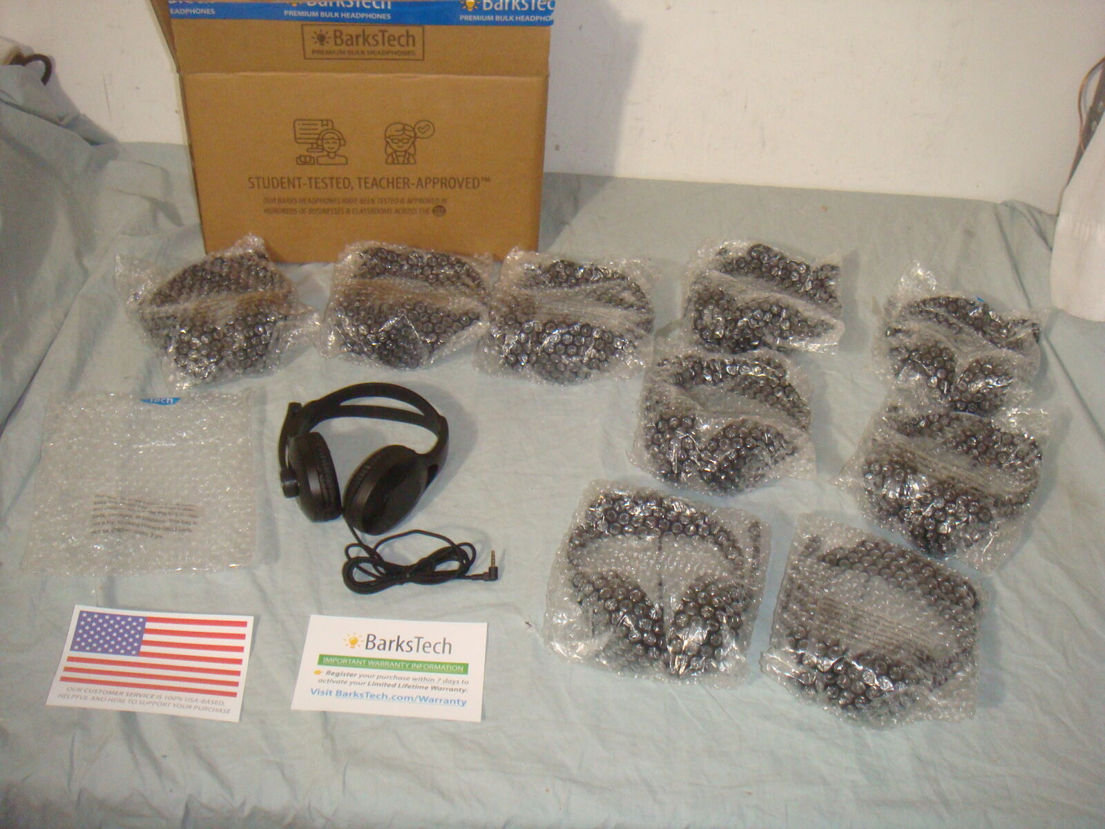 BARKS TECH GKH569 BULK 10 PACK OF CLASSROOM HEADSETS WITH ROTATING BOOM MICROPHONES