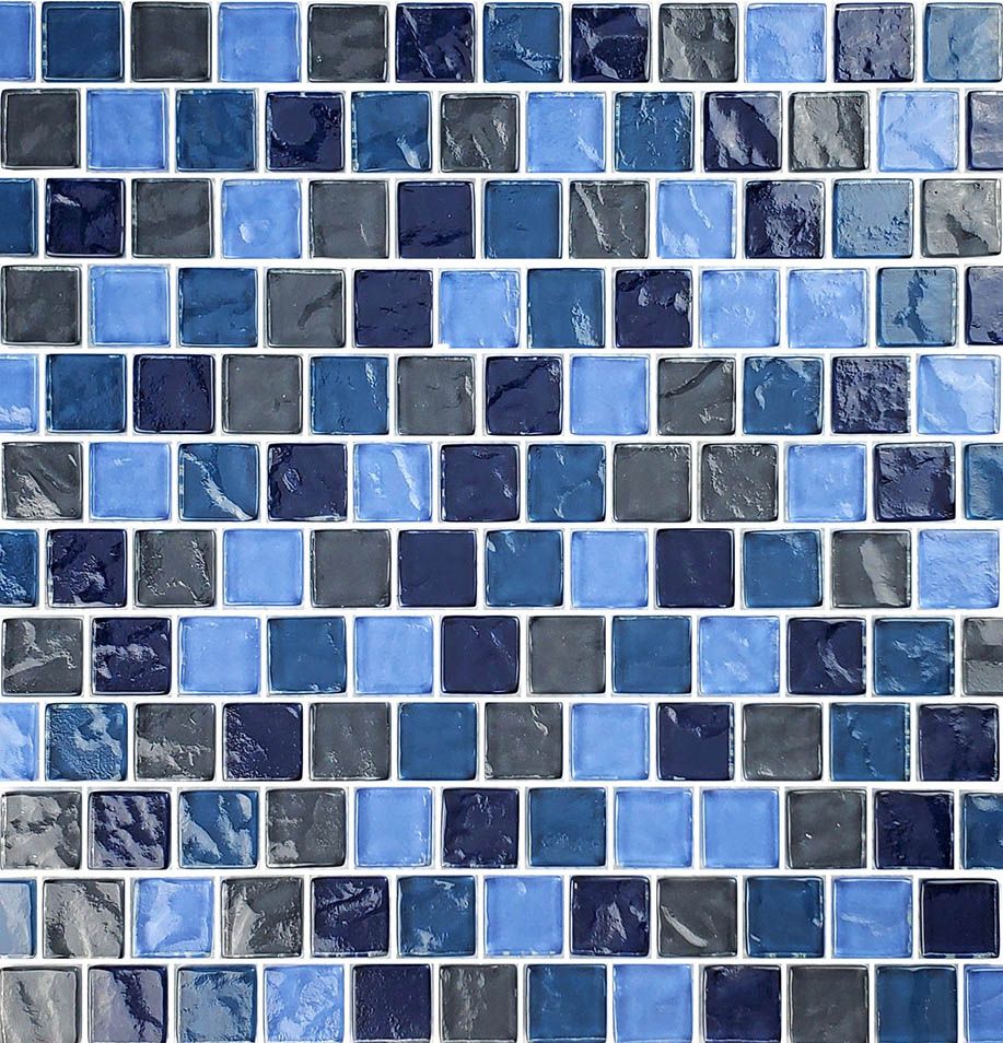 7 Sheets: Premium Aegean Blue Turquoise Slate Blend Glass Tile (1" x 1") 