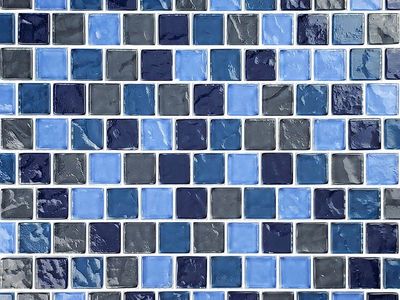 7 Sheets: Premium Aegean Blue Turquoise Slate Blend Glass Tile (1" x 1")