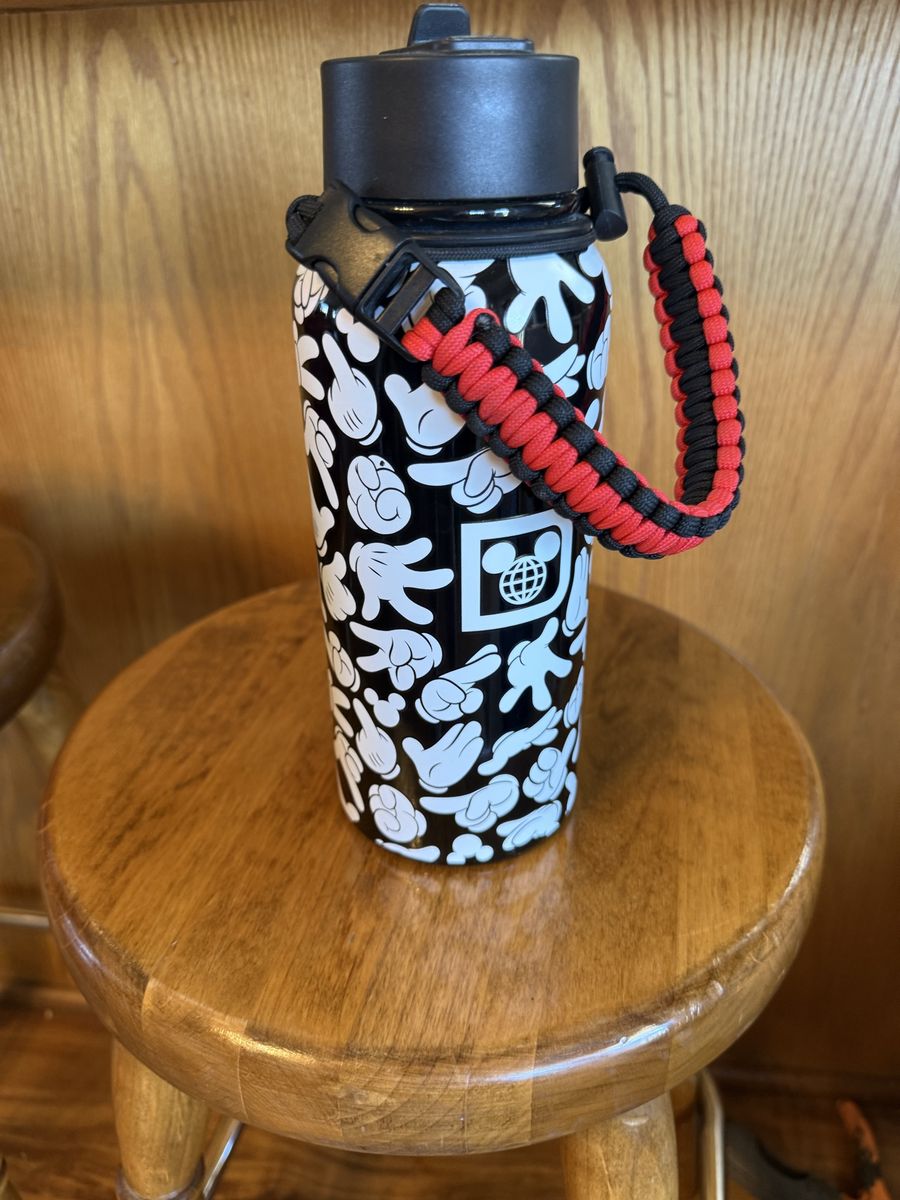 Disney Parks Mickey Mouse Hands Water Bottle with Paracord Handle