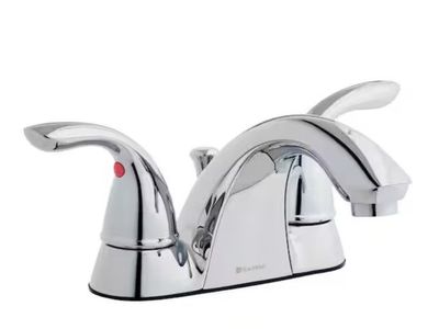 Glacier Bay 4" Centerset Double Handle Low-Arc Bathroom Faucet in Chrome