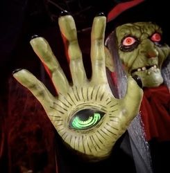 Halloween Evil Eye Spellcasting Witch Animatronic Gravestone Cemetery Statue Yard Home Decor Decoration Prop