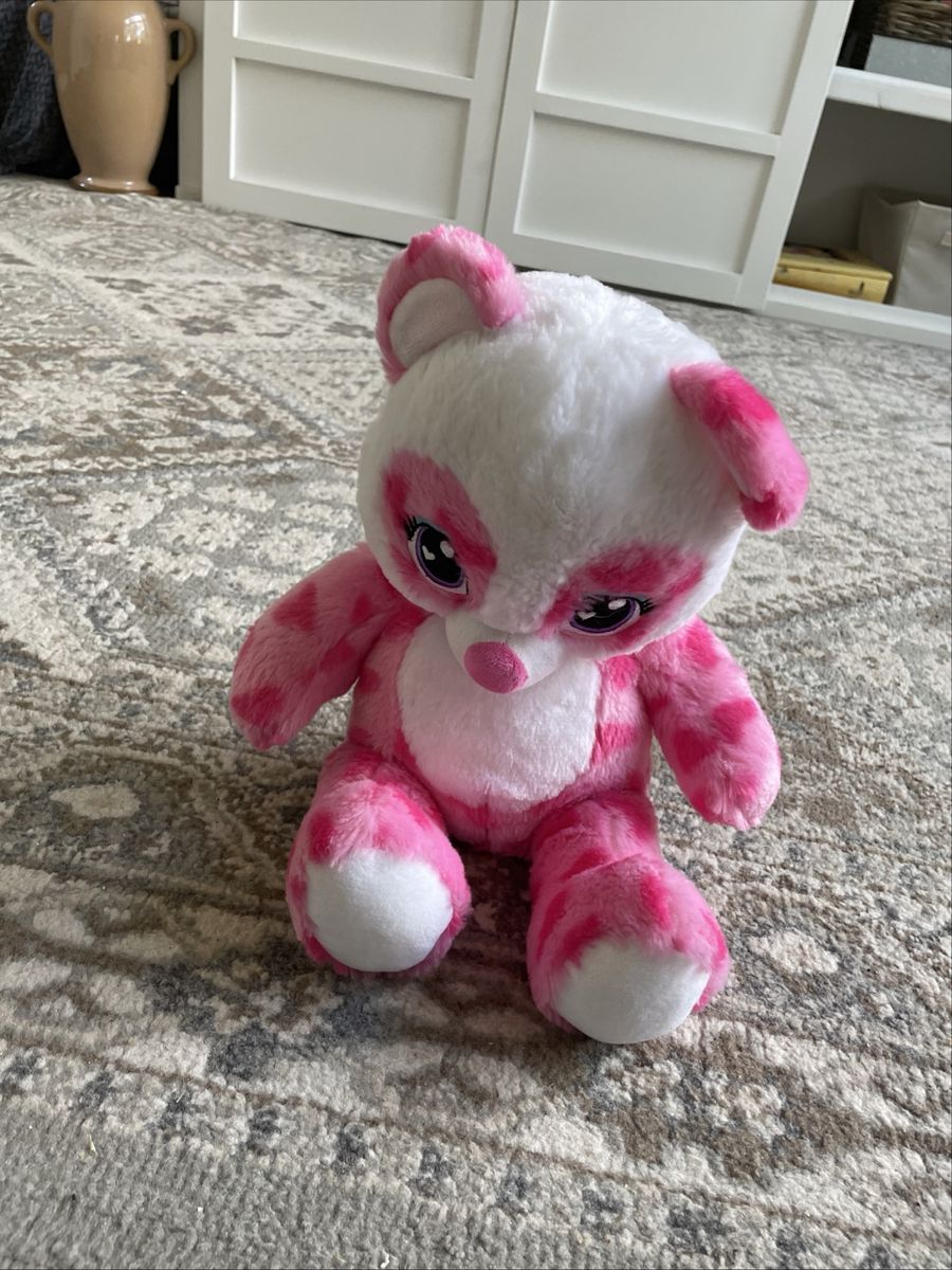 Build-A-Bear - sweet Pink Panda - All-Over Hearts - Plush Teddy Bear