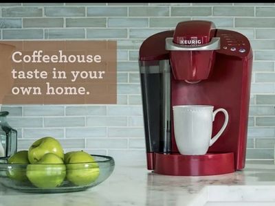Keurig K-Classic K50 Single Serve Coffee Maker - Rhubarb Red, like new condition with 4 new water filters