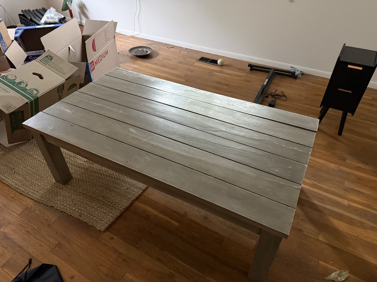 Green/Grey Slatted Wood Coffee Table - 54"W x 30"L x 19"H