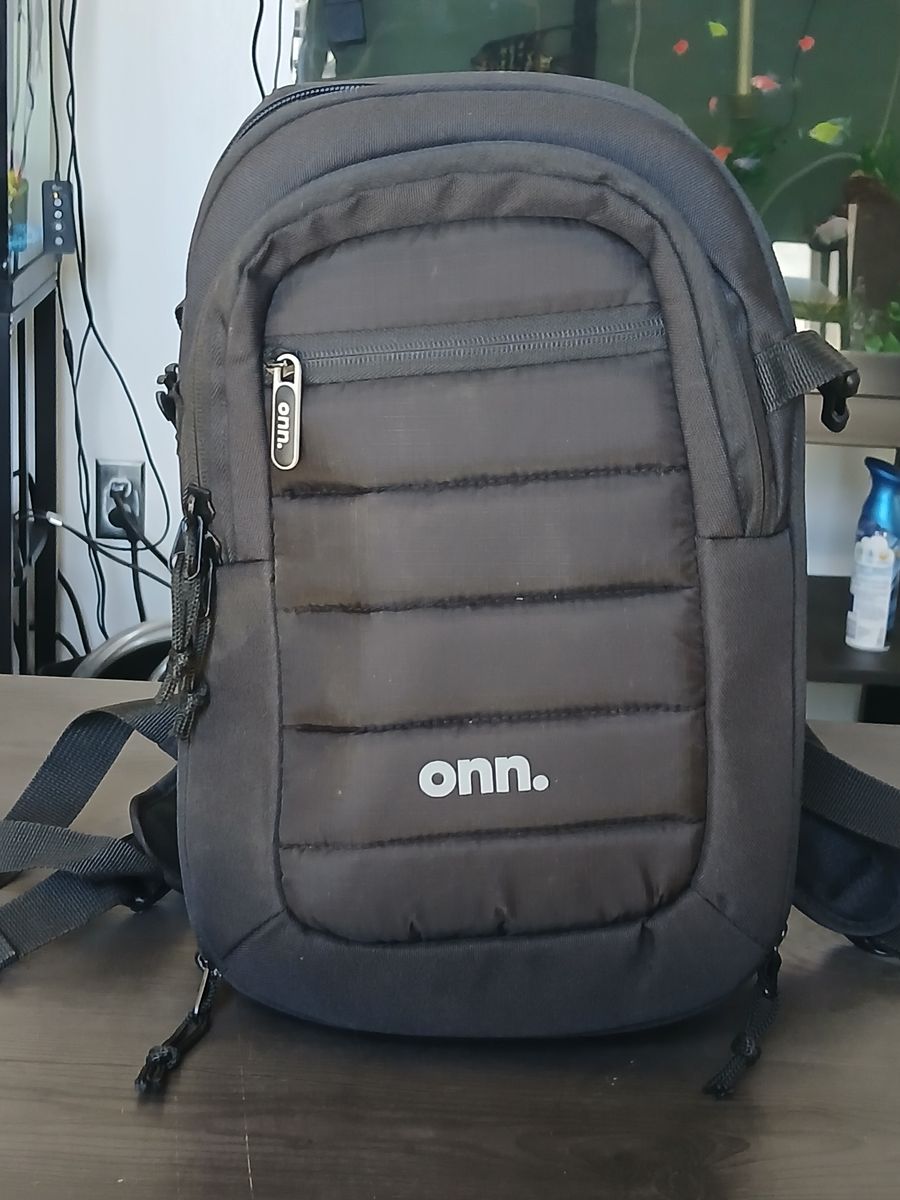 Onn. Black Camera Bag/Backpack with Padded Dividers - Versatile & Protective Gear Carry- Section A