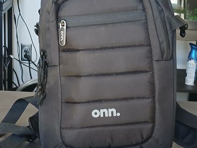 Onn. Black Camera Bag/Backpack with Padded Dividers - Versatile & Protective Gear Carry- Section A
