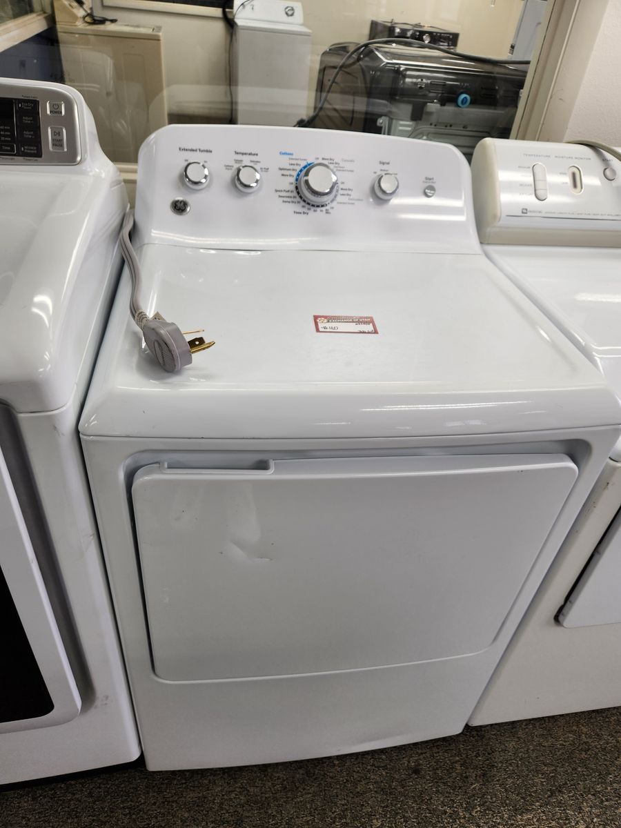 GE White Electric Dryer - Extended Tumble, Multiple Temp Settings