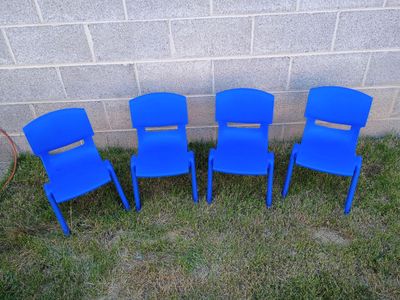 Carnegy Blue Chair Stackable Home Camping Daycare Outdoor Sturdy
