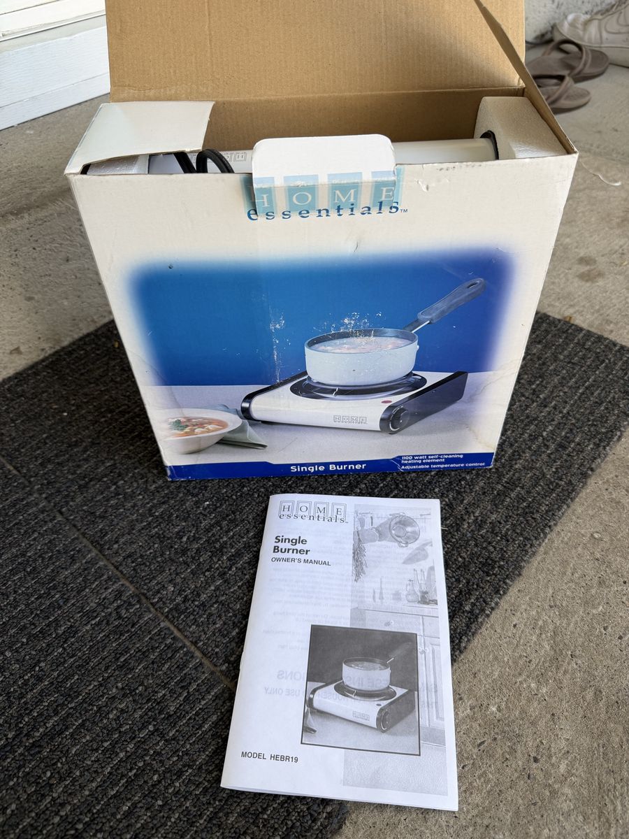 Home Essentials Portable Single Burner Electric Hot Plate HEBR19 1100W White