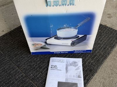Home Essentials Portable Single Burner Electric Hot Plate HEBR19 1100W White