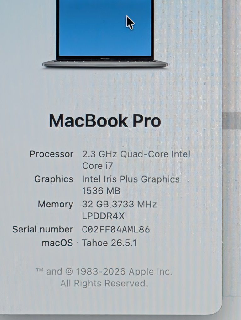 Apple MacBook Pro 13-inch (2020, A2251) Intel Core i7 2.3GHz 32GB RAM - Space Gray