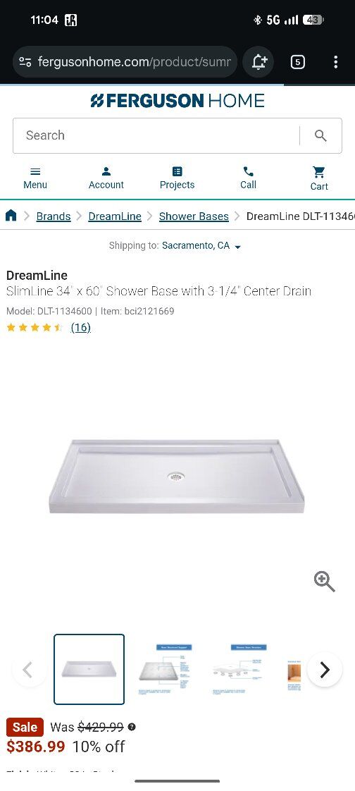60x34 shower pan