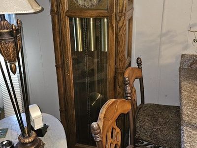 Classic Wooden Grandfather Clock with Chimes and Moon Phase Dial