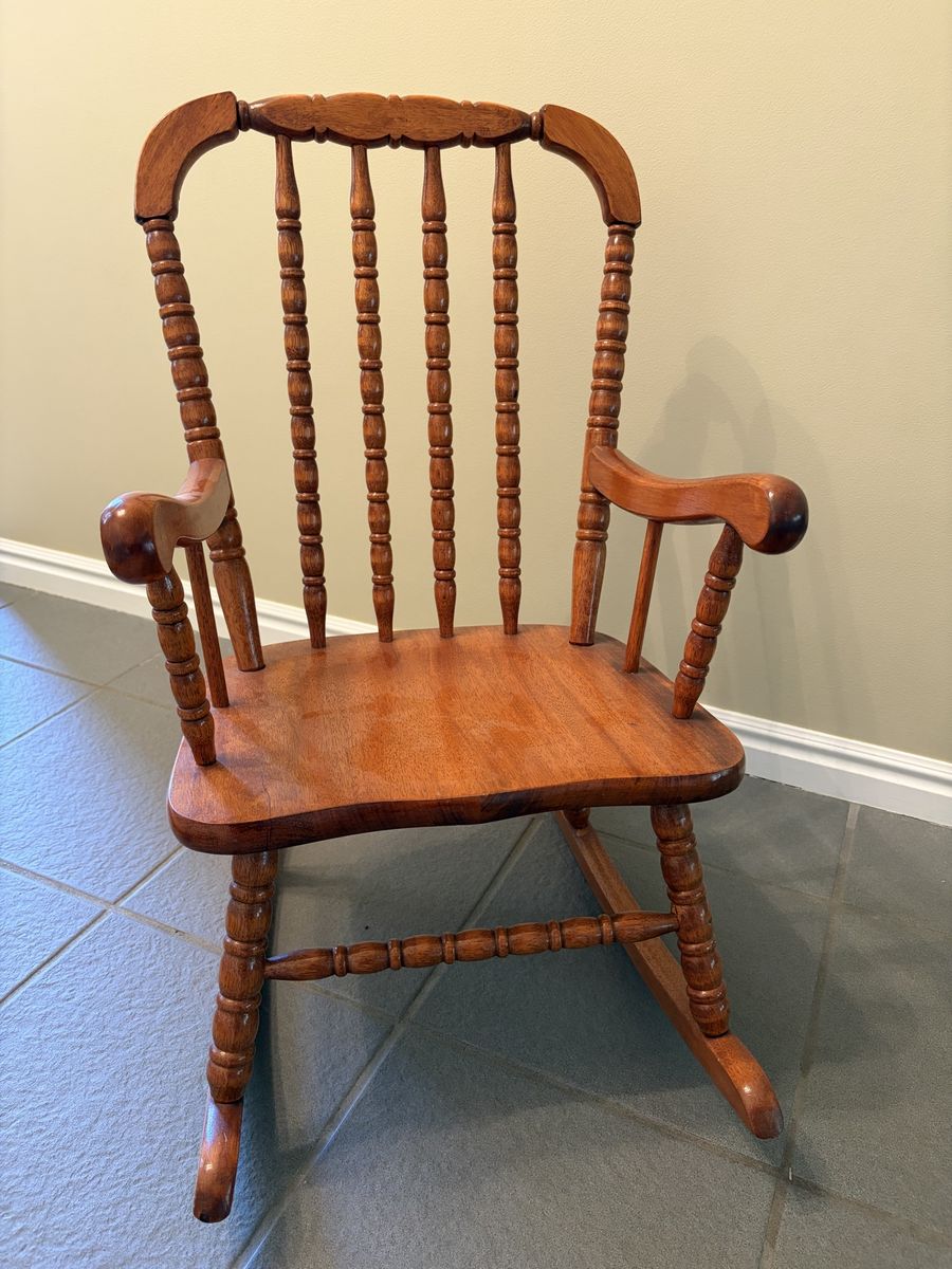 Child’s Wooden Spindle Rocking Chair – Solid Wood