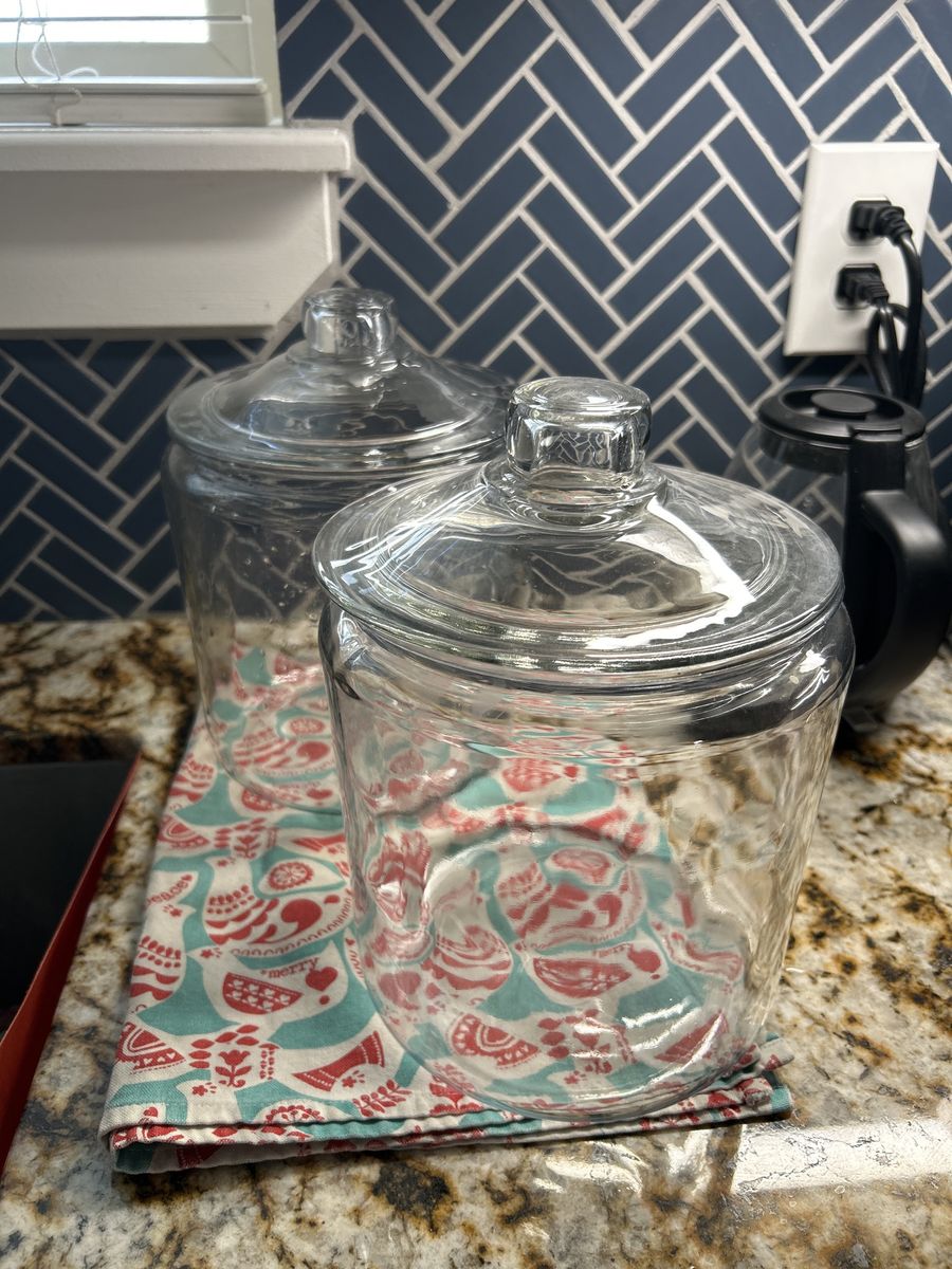 Set of 2 Clear Glass Canister Jars with Lids - Food Storage, Kitchen Organization