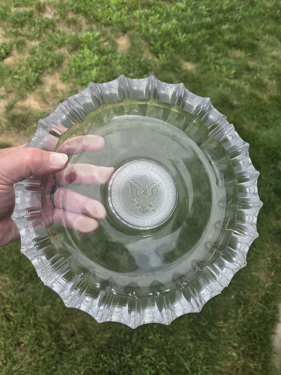 Vintage House of Representatives USA Clear Glass Fluted Ashtray / Dish
