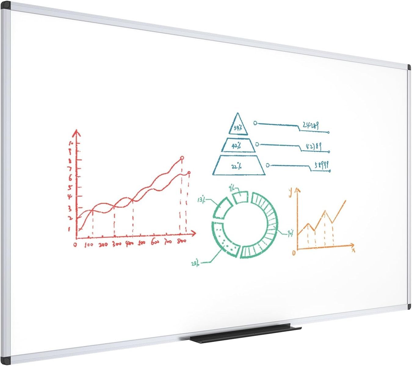 VIZ-PRO Dry Erase Board/Magnetic Whiteboard, 8' x 4', Silver Aluminum Frame