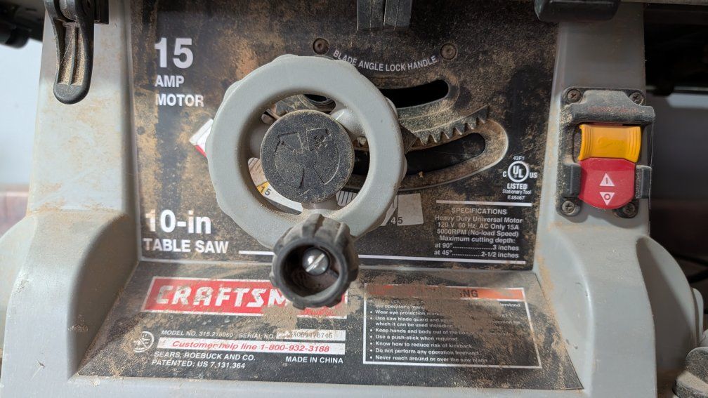 Craftsman 10-Inch Table Saw 15 Amp Motor Model 315.218050