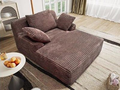 New - Racxily 51" Corduroy Chaise Lounge, Brown