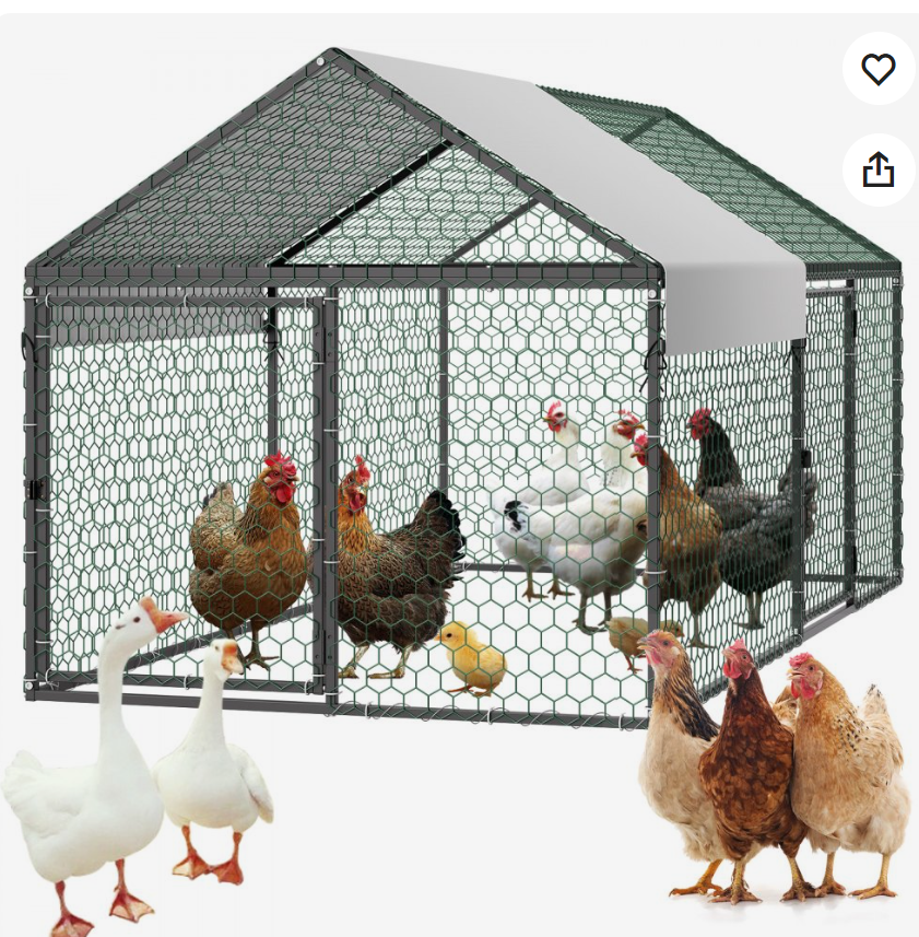 Vevor Metal Chicken Coop- 3.3' x 6.6' x 3.3' dimensions