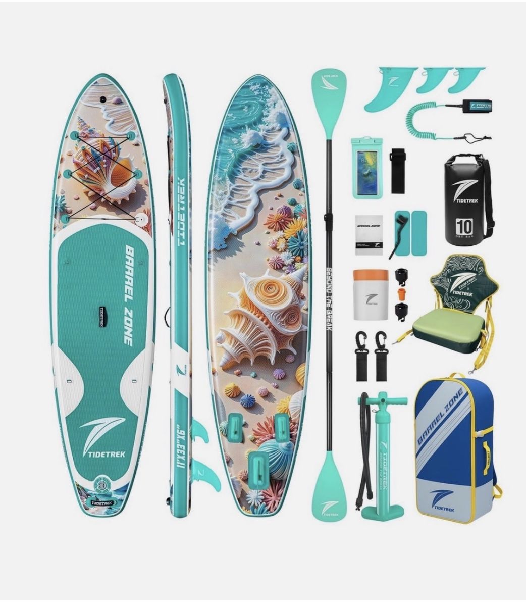 TIDETREK Inflatable SUP Paddle Board/Kayak
