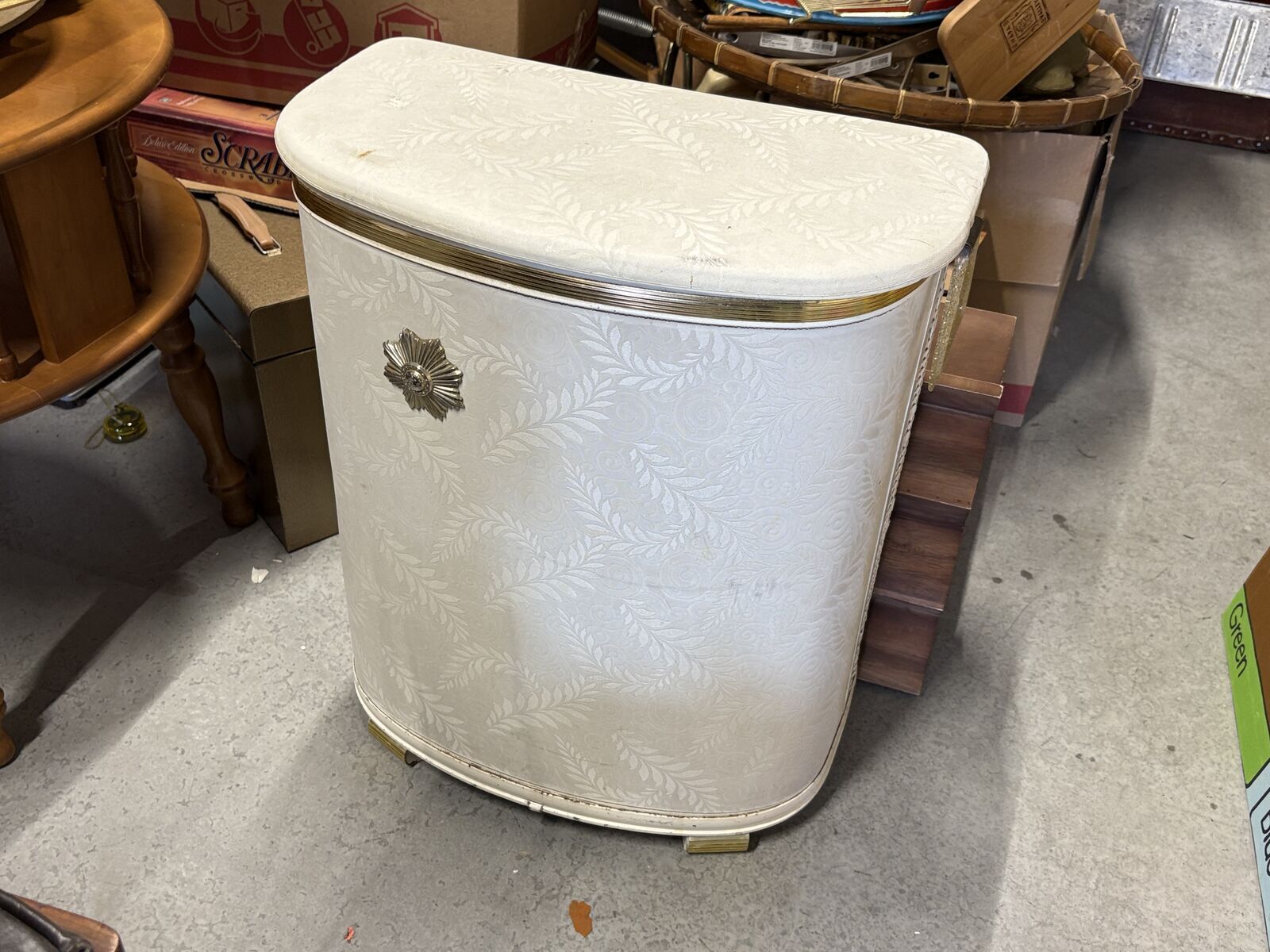 Vintage Mid Century modern Perl Wick laundry hamper MCM laundry basket, bathroom