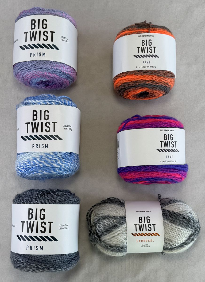 6 New Big Twist Yarn Skeins – Prism, Rave & Carousel