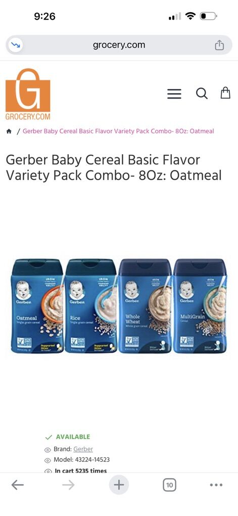 Expired Baby Cereal Rice, Oatmeal, Multigrain