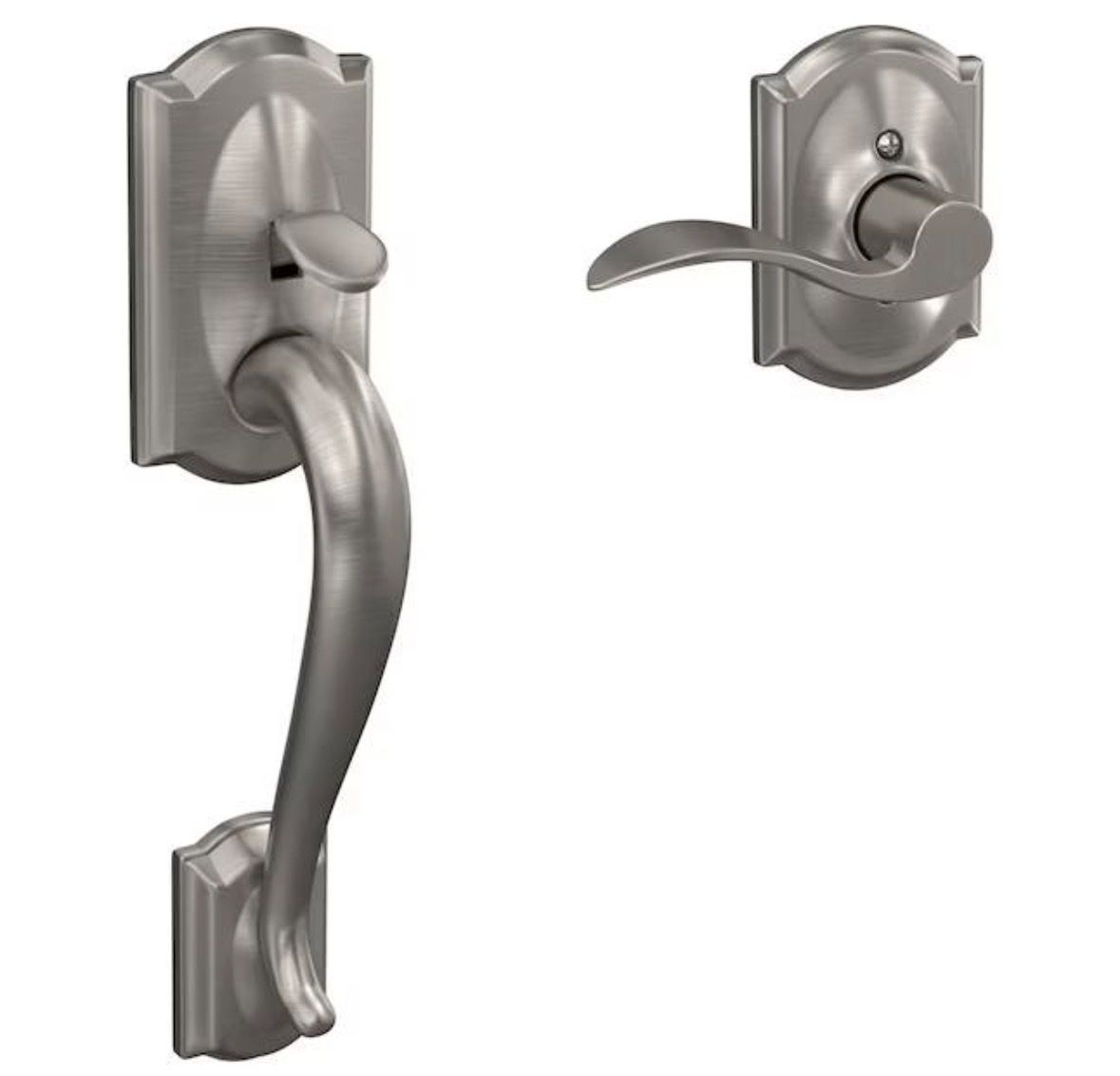 Schlage Camelot Front Entry Handle – Satin Nickel (Brand New)