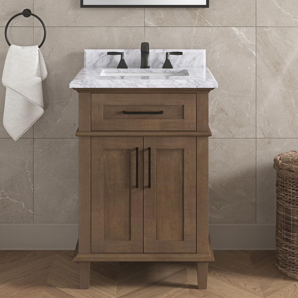 Home Decorators Collection Sonoma 24" Almond Latte Bath Vanity with Marble Top