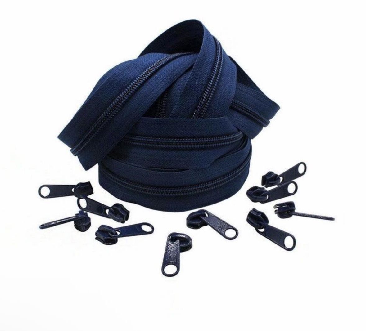 Navy Blue Continuous Zipper Tape with Pulls