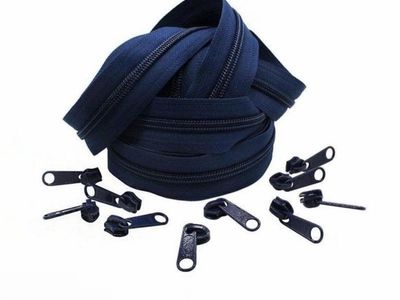 Navy Blue Continuous Zipper Tape with Pulls