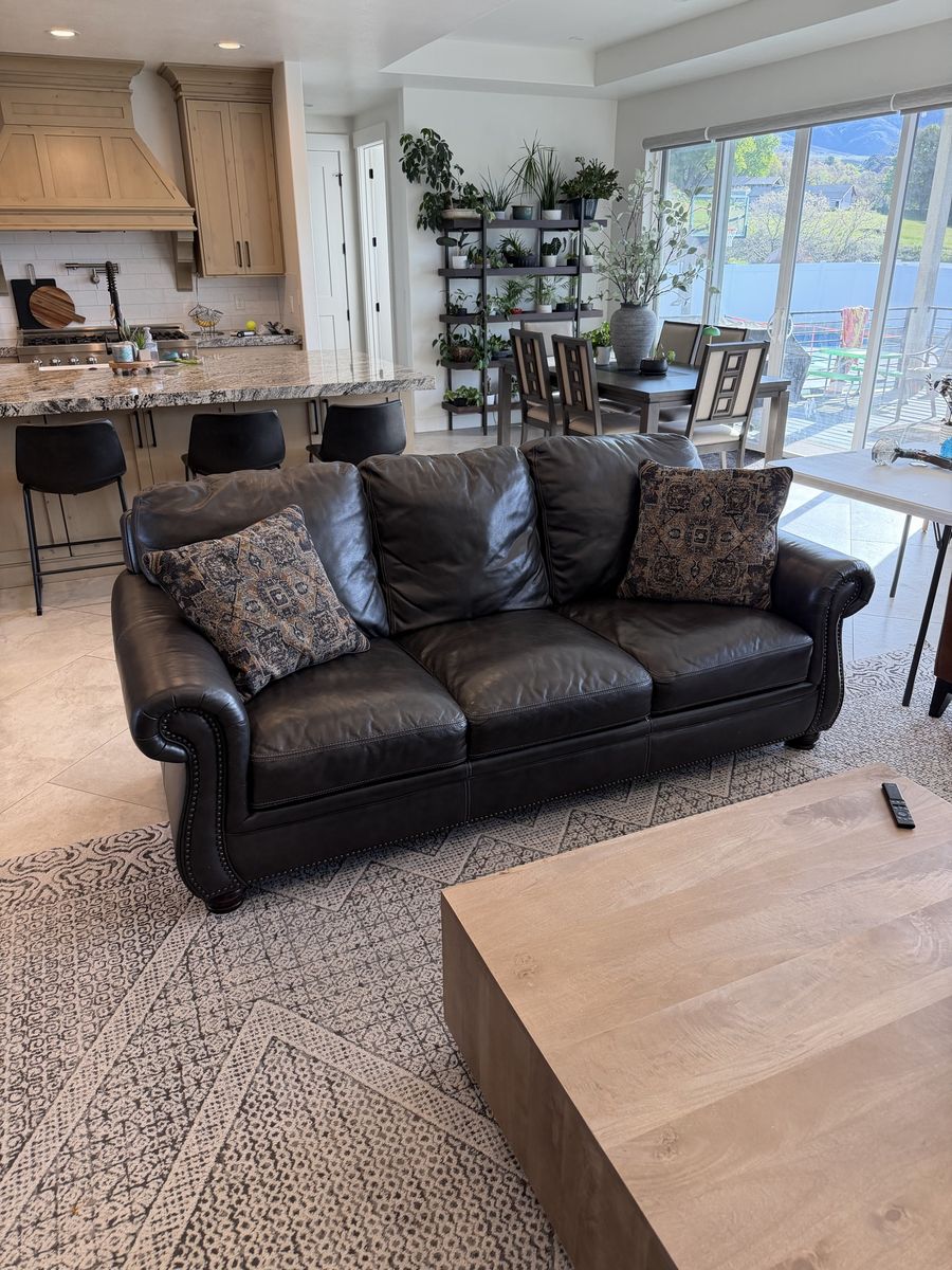 Charcoal Leather Couch