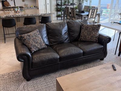 Charcoal Leather Couch