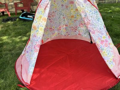 Floral Print Kids Play Tent Teepee with Red Base