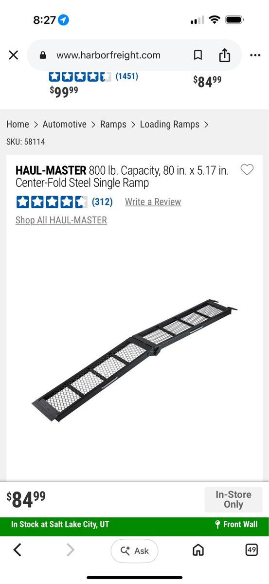 Ramp - haul master center fold steel single ramp (2x)