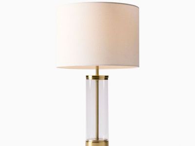 West Elm acrylic column USB table lamp, set of 2